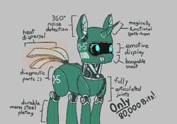 Size: 355x249 | Tagged: safe, artist:firecracker, oc, oc only, pony, robot, unicorn, aggie.io, diagram, lowres, simple background