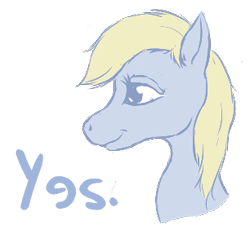 Size: 306x282 | Tagged: source needed, useless source url, safe, artist:pinkchalk, derpy hooves, pegasus, pony, bust, simple background, smiling, text, transparent background