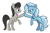 Size: 446x293 | Tagged: safe, artist:plunger, artist:toffo, octavia melody, trixie, earth pony, pony, unicorn, bipedal, duo, female, full body, high five, hoofbump, mare, necktie, open mouth, open smile, simple background, standing, teeth, tongue out, white background