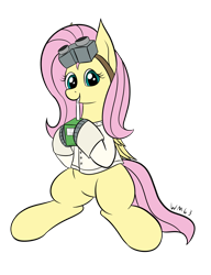 Size: 1483x1936 | Tagged: safe, artist:wapamario63, imported from ponybooru, fluttershy, pegasus, pony, clothes, colored, cute, dr adorable, drinking, drinking straw, female, flat colors, goggles, juice, juice box, lab coat, mare, shyabetes, simple background, sitting, solo, transparent background