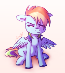 Size: 1568x1760 | Tagged: safe, artist:buttersprinkle, imported from derpibooru, rainbow dash, pegasus, pony, female, floppy ears, grumpy, looking away, rainbow dash is not amused, simple background, solo, unamused