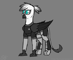 Size: 2400x2000 | Tagged: safe, artist:somber, imported from derpibooru, oc, oc only, oc:ida whiptail, griffon, armor, clothes, female, griffon oc, solo