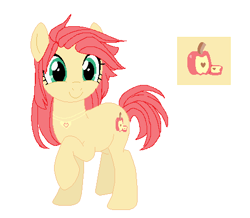 Size: 467x408 | Tagged: safe, artist:selenaede, artist:xlollycreamx, imported from derpibooru, oc, oc only, unnamed oc, earth pony, pony, base used, cutie mark, earth pony oc, female, looking at you, mare, offspring, parent:big macintosh, parent:fluttershy, parents:fluttermac, raised hoof, reference sheet, simple background, solo, white background