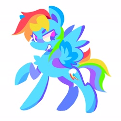 Size: 2048x2048 | Tagged: safe, alternate version, artist:swirlseypop, imported from derpibooru, rainbow dash, pegasus, pony, female, lineless, mare, raised hoof, simple background, solo, white background