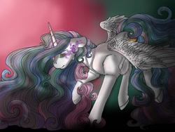 Size: 512x384 | Tagged: safe, artist:unknownfilters, imported from derpibooru, princess celestia, alicorn, pony, corrupted, dark magic, female, magic, solo