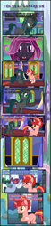 Size: 1197x5210 | Tagged: safe, artist:shootingstarsentry, imported from derpibooru, oc, oc:nightshade (digimonlover101), oc:queen larva, oc:star curve, changeling, changepony, earth pony, hybrid, pony, unicorn, comic:the next generation, a canterlot wedding, the ticket master, book, bookshelf, comic, female, interspecies offspring, mare, offspring, parent:king sombra, parent:queen chrysalis, parent:starlight glimmer, parent:sunburst, parents:chrysombra, parents:starburst, purple changeling