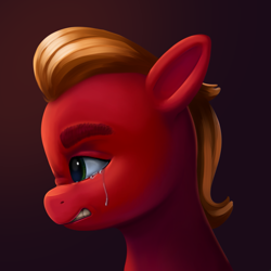 Size: 1131x1131 | Tagged: safe, artist:malarkey, imported from derpibooru, sprout cloverleaf, earth pony, pony, angry, crying, g5, gritted teeth, male, sad, sad sprout, solo, stallion