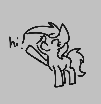 Size: 101x104 | Tagged: safe, earth pony, pony, aggie.io, eyes closed, female, hi, lowres, mare, monochrome, simple background, smiling, waving