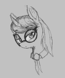 Size: 309x371 | Tagged: safe, pony, unicorn, aggie.io, clothes, female, glasses, lowres, mare, monochrome, simple background