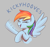 Size: 313x296 | Tagged: safe, artist:thebatfang, imported from derpibooru, rainbow dash, pegasus, pony, aggie.io, eyes closed, female, flying, happy, hoofy-kicks, lowres, mare, open mouth, simple background, smiling, waving