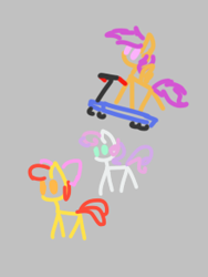 Size: 220x293 | Tagged: safe, artist:firecracker, apple bloom, scootaloo, sweetie belle, earth pony, pegasus, pony, unicorn, aggie.io, female, lowres, mare, simple background, skateboard