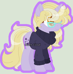 Size: 369x375 | Tagged: safe, artist:stormcloud-yt, imported from derpibooru, dinky hooves, pony, unicorn, base used, clothes, female, glasses, mare, older, simple background