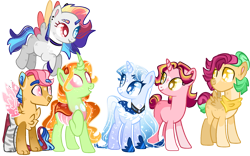 Size: 2145x1335 | Tagged: safe, artist:goldlines005, imported from derpibooru, oc, oc only, changepony, draconequus, hybrid, pegasus, pony, base used, changedling queen, choker, draconequus oc, flying, heterochromia, interspecies offspring, looking back, magical lesbian spawn, multicolored hair, offspring, parent:cherry jubilee, parent:discord, parent:fluttershy, parent:lightning dust, parent:princess celestia, parent:starlight glimmer, parent:sunburst, parent:thorax, parent:vinyl scratch, parents:discoshy, parents:shiningluna, parents:starburst, parents:thoralestia, pegasus oc, rainbow hair, simple background, transparent background, wings