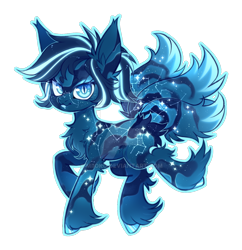 Size: 1024x1059 | Tagged: safe, artist:miioko, imported from derpibooru, oc, oc only, pony, :p, chest fluff, constellation, deviantart watermark, ear fluff, ethereal mane, hoof fluff, multiple tails, obtrusive watermark, simple background, solo, starry mane, tail, tongue out, transparent background, watermark