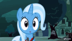 Size: 640x360 | Tagged: safe, imported from derpibooru, screencap, pinkie pie, trixie, earth pony, pony, unicorn, magic duel, season 3, :o, ^^, alicorn amulet, animated, cute, diapinkes, diatrixes, duo, evil trixie, eyes closed, female, floppy ears, gif, gifs.com, mare, no mouth, open mouth, pinkie being pinkie