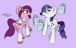 Size: 1608x1020 | Tagged: safe, artist:lunastaralight, imported from derpibooru, pipp petals, rarity, pegasus, pony, unicorn, butt, female, g4, g5, mare, my little pony: a new generation, pipp and her heroine, plot