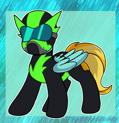 Size: 1372x1416 | Tagged: safe, artist:bluemoon, imported from derpibooru, lightning dust, pegasus, pony, clothes, folded wings, helmet, solo, the washouts, uniform, washouts uniform, wings