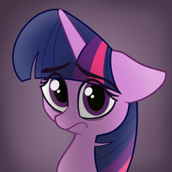 Size: 1080x1080 | Tagged: safe, artist:deltarainrum, imported from derpibooru, twilight sparkle, pony, bust, eye clipping through hair, eyebrows, eyebrows visible through hair, female, floppy ears, mare, meme, no bitches?, portrait, sad, solo