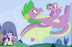 Size: 4350x2840 | Tagged: safe, artist:twinklesentrymlp0809, imported from derpibooru, rarity, spike, oc, dracony, hybrid, female, interspecies offspring, male, offspring, older, older spike, parent:spike, parents:sparity, rarity is not amused, shipping, sparity, straight, unamused