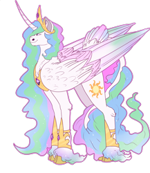 Size: 3900x4500 | Tagged: safe, artist:sashakruchkinatv, imported from derpibooru, princess celestia, pony, cloven hooves, simple background, solo, tail, tail feathers, transparent background, unshorn fetlocks