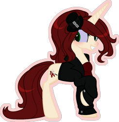 Size: 1169x1191 | Tagged: safe, artist:stormcloud-yt, imported from derpibooru, oc, oc only, pony, unicorn, base used, collaboration, female, hat, horn, mare, raised hoof, simple background, top hat, transparent background, unicorn oc