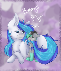 Size: 1834x2140 | Tagged: safe, artist:midnight magic, imported from derpibooru, oc, oc:hooklined, oc:midnight magic, comforting, crying, cute, female, mother and child, mother and daughter
