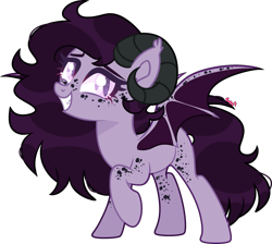 Size: 2471x2217 | Tagged: safe, artist:kurosawakuro, imported from derpibooru, oc, oc:plum spicecake, bat pony, pony, female, horns, mare, simple background, solo, transparent background