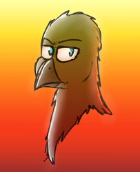 Size: 1623x2000 | Tagged: safe, artist:somber, imported from derpibooru, oc, oc only, griffon, angry, bust, gradient background, griffon oc, male, solo