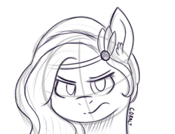 Size: 1300x1000 | Tagged: safe, artist:cobaltskies002, imported from derpibooru, pipp petals, pegasus, pony, adorapipp, angry, cute, female, g5, jewelry, mare, pipp petals is not amused, signature, sketch, tiara, unamused