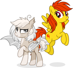 Size: 8767x8149 | Tagged: safe, artist:suramii, imported from derpibooru, oc, oc only, oc:bolt fire, oc:cuddy, bat pony, pegasus, absurd resolution, female, mare, simple background, transparent background, vector