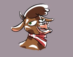 Size: 699x549 | Tagged: safe, artist:mermaxthegoat572, imported from derpibooru, cow, them's fightin' herds, arizona (tfh), bruh, bust, community related, derp, funny face, head, portrait, solo