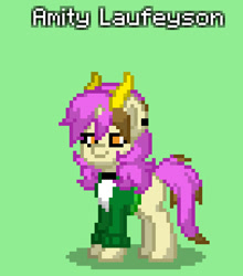 Size: 406x461 | Tagged: safe, imported from derpibooru, oc, oc only, pony, unicorn, pony town, spoiler:the owl house, amity blight, dyed mane, dyed tail, loki, marvel, pixel art, solo, spoilers for another series, tail, the owl house