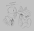 Size: 618x567 | Tagged: safe, artist:hattsy, apple bloom, oc, oc:anon, earth pony, human, pony, aggie.io, angry, bow, bust, clothes, dialogue, female, filly, mask, monochrome, necktie, simple background, suit, talking, text