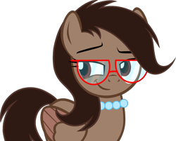 Size: 2776x2231 | Tagged: safe, artist:muhammad yunus, imported from ponybooru, oc, oc:virva, pegasus, amused, base used, bedroom eyes, glasses, jewelry, medibang paint, necklace, pegasus oc, simple background, smiling, transparent background, wings