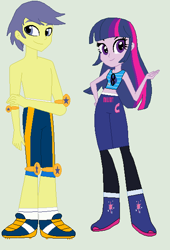 Size: 414x609 | Tagged: safe, artist:matthewjabeznazarioa, imported from derpibooru, comet tail, twilight sparkle, equestria girls, crossover, equestria girls-ified, exeron fighters, exeron outfit, martial arts kids, martial arts kids outfits