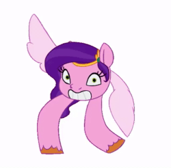 Size: 512x504 | Tagged: safe, artist:bunchedupletters, imported from derpibooru, pipp petals, pegasus, pony, adorapipp, adorawat, animated, clip, cursed image, cute, dancing, eat, female, g5, grin, loop, no sound, not salmon, pippasprite, random, simple background, smiling, two legged creature, wat, webm, white background, wings, wtf