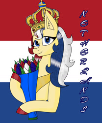 Size: 1280x1536 | Tagged: safe, artist:hiroultimate, imported from derpibooru, oc, pony, flag, nation ponies, netherlands, ponified, solo