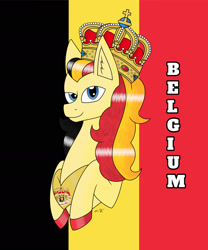 Size: 1280x1536 | Tagged: safe, artist:hiroultimate, imported from derpibooru, oc, pony, belgium, flag, nation ponies, ponified, solo