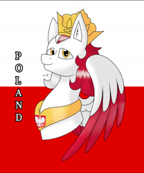 Size: 1280x1536 | Tagged: safe, artist:hiroultimate, imported from derpibooru, oc, pegasus, pony, flag, nation ponies, poland, ponified, solo