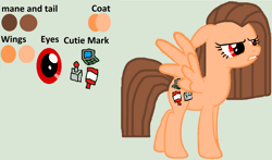 Size: 2652x1560 | Tagged: safe, artist:twidashfan1234, imported from derpibooru, oc, oc only, pegasus, pony, brown mane, brown tail, ears back, female, full body, gritted teeth, high res, hooves, mare, pegasus oc, reference sheet, simple background, solo, spread wings, standing, tail, wings