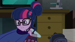 Size: 3410x1920 | Tagged: safe, imported from derpibooru, screencap, sci-twi, twilight sparkle, equestria girls, friendship games, backpack, clothes, female, glasses, high res, jacket, solo