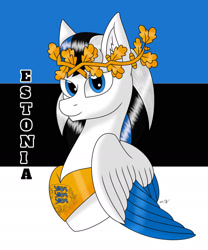 Size: 1280x1536 | Tagged: safe, artist:hiroultimate, imported from derpibooru, oc, pony, estonia, flag, nation ponies, ponified, solo