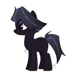 Size: 1280x1238 | Tagged: safe, artist:katelynleeann42, imported from derpibooru, oc, oc only, pegasus, pony, black coat, eyeshadow, female, folded wings, makeup, mare, oc name needed, purple eyes, simple background, solo, transparent background, wings