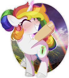 Size: 2519x2832 | Tagged: safe, artist:stormcloud-yt, imported from derpibooru, oc, oc only, pony, unicorn, grin, hoof polish, multicolored hair, rainbow hair, simple background, smiling, solo, transparent background