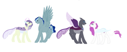 Size: 3832x1565 | Tagged: safe, artist:monse2001, imported from derpibooru, oc, oc only, changedling, changeling, pegasus, pony, base used, changedling oc, changeling oc, pegasus oc, purple changeling, simple background, white background