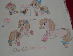 Size: 2796x2145 | Tagged: safe, artist:monse2001, imported from derpibooru, oc, oc only, earth pony, pony, age progression, bow, earth pony oc, female, filly, foal, hair bow, mare, offspring, parent:cheese sandwich, parent:pinkie pie, parents:cheesepie, rearing, smiling, traditional art