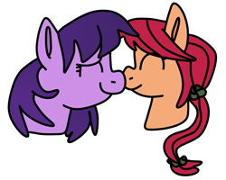 Size: 1100x880 | Tagged: safe, artist:jadeharmony, imported from derpibooru, applejack, twilight sparkle, earth pony, pony, ^^, boop, bust, duo, duo female, earth pony twilight, eyes closed, female, g5, g5 concept leaks, lesbian, mare, noseboop, nuzzling, redesign, shipping, simple background, smiling, transparent background, twijack
