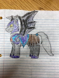 Size: 3024x4032 | Tagged: safe, artist:volk204, imported from derpibooru, bat pony, armor, lined paper, solo, traditional art