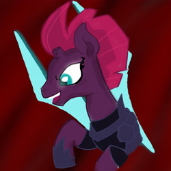 Size: 4096x4096 | Tagged: safe, artist:tiga mega, imported from derpibooru, tempest shadow, pony, unicorn, broken horn, female, horn, mare, open mouth, solo