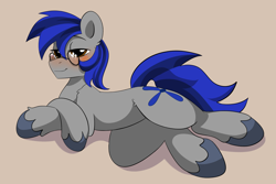 Size: 6000x4000 | Tagged: safe, alternate version, artist:haruk, imported from derpibooru, oc, oc only, oc:aerial ace, earth pony, pony, absurd resolution, blushing, commission, eyebrows, eyelashes, glasses, lidded eyes, looking at you, lying down, male, on side, simple background, smiling, smiling at you, smirk, solo, stallion, sultry pose, unshorn fetlocks, ych result